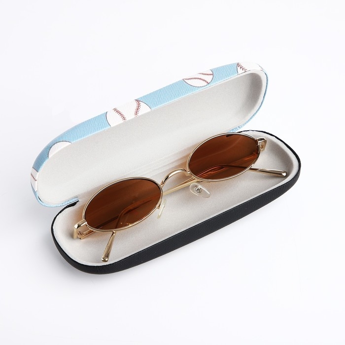 Футляр для очков на хлопушке, длина 16 см, цвет голубой Футляр для очков на хлопушке, длина 16 см, цвет голубой