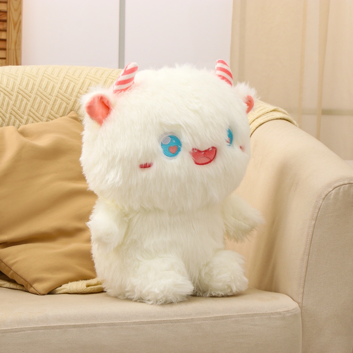 Мягкая игрушка «Монстрик», с рожками, 40 см, цвет белый Мягкая игрушка «Монстрик», с рожками, 40 см, цвет белый