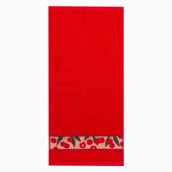 Полотенце махровое жаккардовое 30х60 см, принт вишня МИКС, хлопок 100%, 340 г/м2