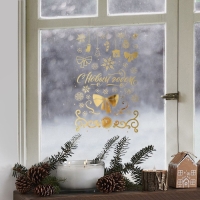 Наклейки новогодние виниловые с фольгированием &laquo;Праздник&raquo;, 30 х 50 см, Новый год