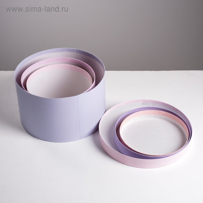 Набор круглых коробок 3 в 1, упаковка подарочная, &laquo;От всего сердца&raquo;, 18 х 18 х 13 см, 20 х 20 х 14.5 см, 25 х 25 х 15 см