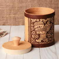 Туес  &laquo;Мишка с пчелкой&raquo;, 11&times;11&times;12 см, береста