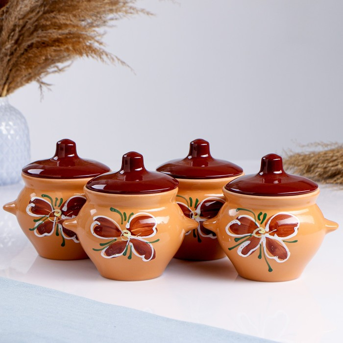 Набор горшков №5 с ручками 4х0,5л, МИКС Набор горшков №5 с ручками 4х0,5л, МИКС