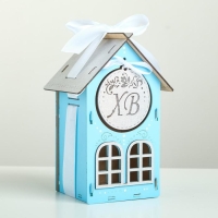 Коробка деревянная, 13.5×11.5×21 см "ХВ", подарочная упаковка, голубой Коробка деревянная, 13.5×11.5×21 см "ХВ", подарочная упаковка, голубой