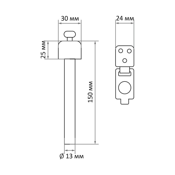 Ограничитель дверной с фиксатором 150 мм, крепление в бетон, цвет хром Ограничитель дверной с фиксатором 150 мм, крепление в бетон, цвет хром