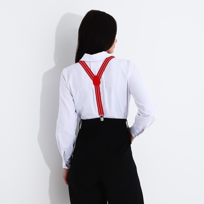 Подтяжки взрослые, ширина 2,5 см, цвет красный/белый Подтяжки взрослые, ширина 2,5 см, цвет красный/белый
