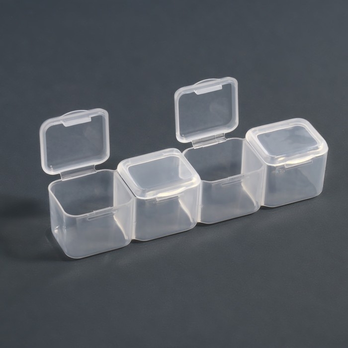 Органайзер для декора, 7 блоков, 4 ячейки, 17,5 × 10,5 × 2,7 см, цвет прозрачный Органайзер для декора, 7 блоков, 4 ячейки, 17,5 × 10,5 × 2,7 см, цвет прозрачный