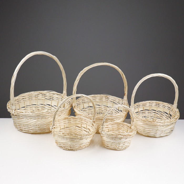 Набор корзин, 5 шт, 40&times;14/42 см, 35&times;13/38 см, 30&times;12/33 см, 26&times;11/28 см, 20&times;10/24 см, ива