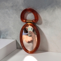 Зеркало настольное - подвесное &laquo;Овал&raquo;, двустороннее, с увеличением, зеркальная поверхность 6 &times; 9,3 см, цвет &laquo;янтарный&raquo;