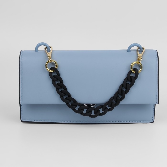 Цепочка для сумки, с карабинами, пластиковая, 23 &times; 17 мм, 30 см, цвет чёрный/золотой