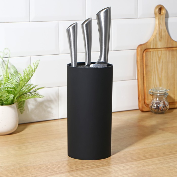 Подставка для ножей с наполнителем Доляна &laquo;Нео&raquo;, 22&times;11 см, покрытие soft-touch, цвет чёрный