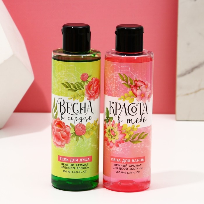 Подарочный набор косметики &laquo;Красота в тебе&raquo;, гель для душа 200 мл и пена для ванны 200 мл, ЧИСТОЕ СЧАСТЬЕ