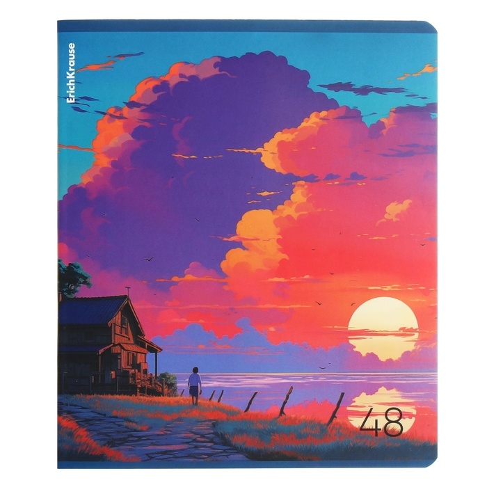 Тетрадь 48 листов в клетку, ErichKrause Тетрадь 48 листов в клетку, ErichKrause "Бирюзовые миры", обложка мелованный картон, матовая ламинация, блок офсет 100% белизна, МИКС