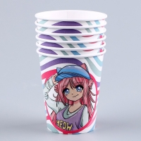 Набор бумажной посуды одноразовый Аниме», фуксия: 6 тарелок, 1 гирлянда, 6 стаканов, 6 колпаков Набор бумажной посуды одноразовый Аниме», фуксия: 6 тарелок, 1 гирлянда, 6 стаканов, 6 колпаков