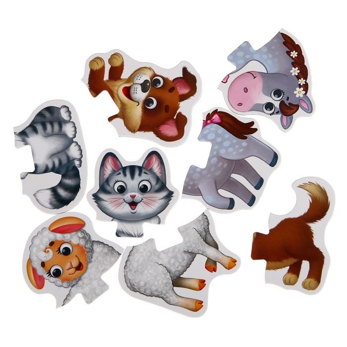 Макси-пазлы с глазками &laquo;Животные фермы&raquo;, 4 пазла, 8 деталей