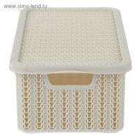 Корзина для хранения с крышкой &laquo;Вязание&raquo;, 3 л, 26,5&times;15&times;10 см, цвет белый