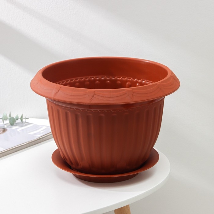 Горшок с поддоном &laquo;Байкал&raquo;, 6 л, цвет терракотовый