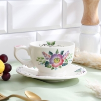 Чайная пара «Шиповник», 0,29 л, 15×8,4 см, 1 сорт, Гурова В.П. Чайная пара «Шиповник», 0,29 л, 15×8,4 см, 1 сорт, Гурова В.П.