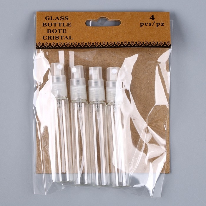 Бутылка спрей с дозатором, 8 мл, набор 4 шт., размер 1 шт. &mdash; 1,2 &times; 1,2 &times; 9,2 см