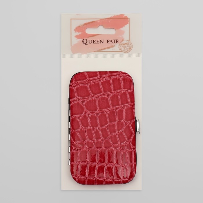 Набор маникюрный &laquo;Крокодил&raquo;, 6 предметов, в футляре, цвет красный