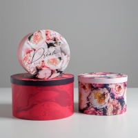 Набор коробок 3 в 1, упаковка подарочная, &laquo;Цветы&raquo;, 18 х 18 х 13‒25 х 25 х 15 см