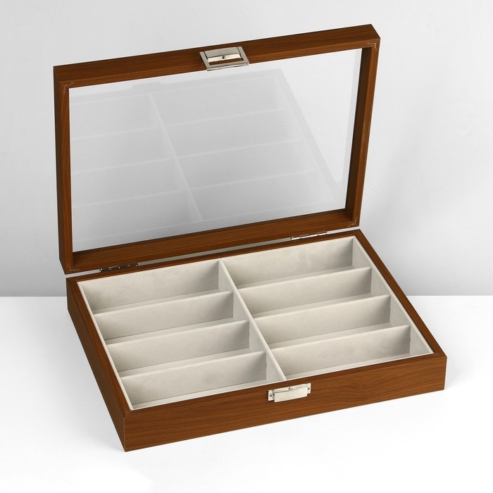 Подставка для украшений, дерево, 8 ячеек, 34,8&times;25,7&times;7,5 см, цвет серый