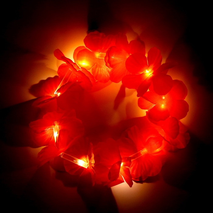 Венок гавайский световой &laquo;Алоха&raquo;, 3 режима подсветки, цвет красный