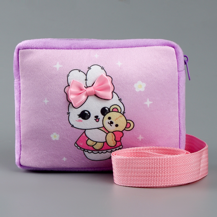 Сумка детская "Зайка с игрушкой", цвет сиреневый