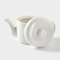 Набор фарфоровый чайный BellaTenero &laquo;Орнамент&raquo;, 3 предмета: чайник 400 мл, кружка 280 мл, бамбуковая подставка, цвет белый