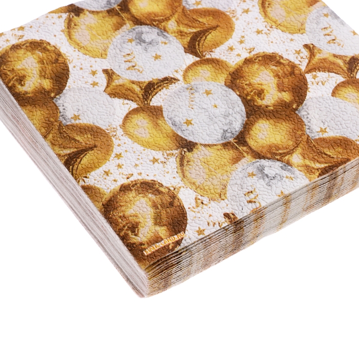 Салфетки бумажные двухслойные Салфетки бумажные двухслойные "Золотые шары", 33х33 см, набор 20 шт.
