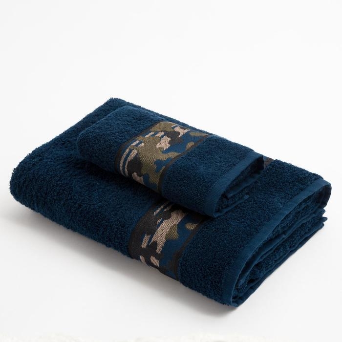Полотенце махровое Love Life &laquo;Милитари&raquo; 70*130 см, цв. синий, 100% хлопок, 360 г/м2