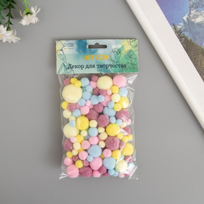 Декор для творчества Декор для творчества "Помпончики. Макаруны" d=1-3 см набор 135 шт