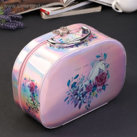 Шкатулка кожзам для косметики "Единорог в цветах" перламутр 11х18х25,5 см Шкатулка кожзам для косметики "Единорог в цветах" перламутр 11х18х25,5 см