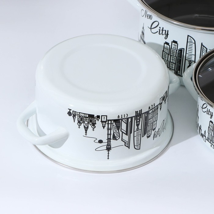 Набор эмалированных кастрюль &laquo;Новый город&raquo;, 3 предмета: 1,5 л, 2,3 л, 3 л, индукция