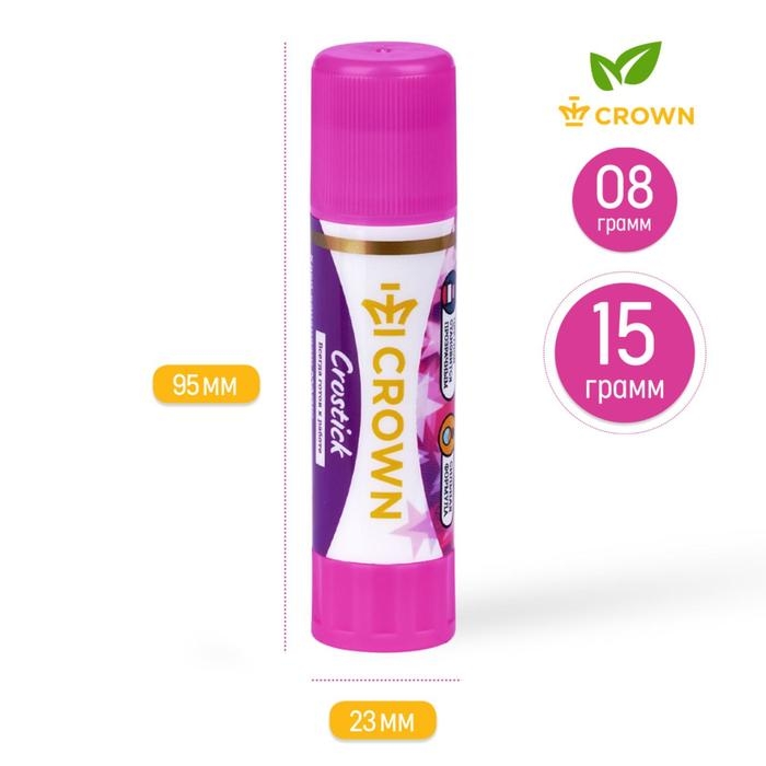 Клей-карандаш 15 г Crown Indicator PVP, с цветным индикатором Клей-карандаш 15 г Crown Indicator PVP, с цветным индикатором