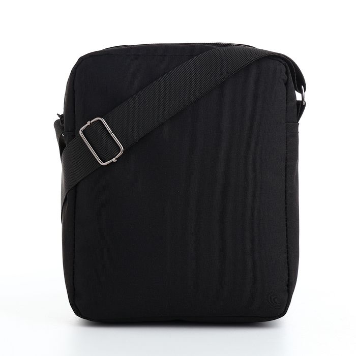 Сумка мужская на молниях, наружный карман, цвет чёрный