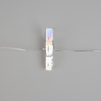 Гирлянда &laquo;Нить&raquo; 2 м роса с насадками &laquo;Прищепки&raquo;, IP20, серебристая нить, 20 LED, свечение тёплое белое, ААх2