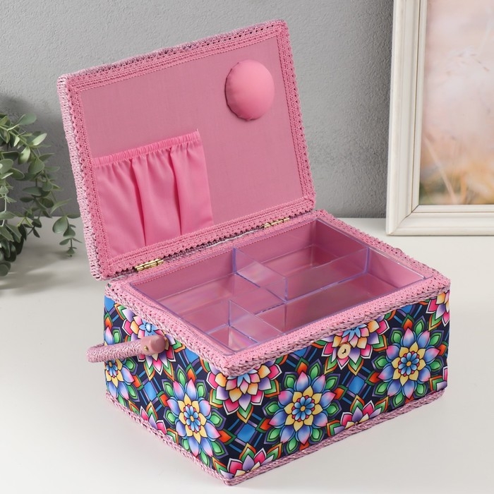 Шкатулка для рукоделия Шкатулка для рукоделия "Цветы калейдоскопа" 19х26х14,5 см