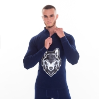 Термобельё мужское НАЧЁС (фуфайка, кальсоны) принт волк, цвет тёмно-синий, размер 54