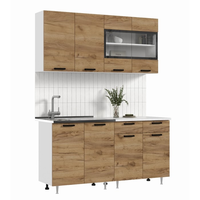 Кухня Рио NEW 1,6м, Дуб Крафт/Антарес столешница Кухня Рио NEW 1,6м, Дуб Крафт/Антарес столешница