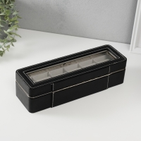 Шкатулка кожзам под часы 6 отделений "Чёрная" 9,5х30,5х8 см Шкатулка кожзам под часы 6 отделений "Чёрная" 9,5х30,5х8 см