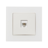 Розетка телефонная одноместная TOT Glossy Glass, скрытая, стекло, белая