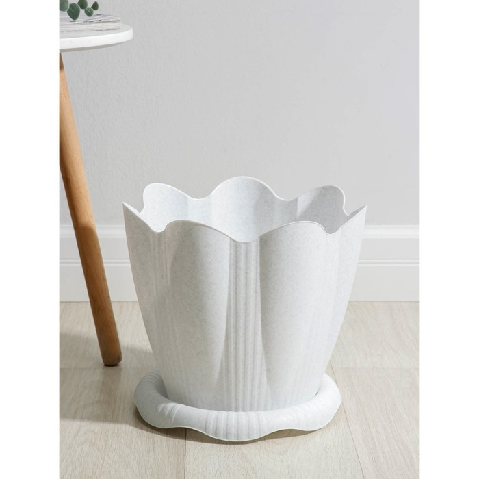 Горшок с поддоном &laquo;Эдельвейс&raquo;, 9,5 л, цвет мраморный