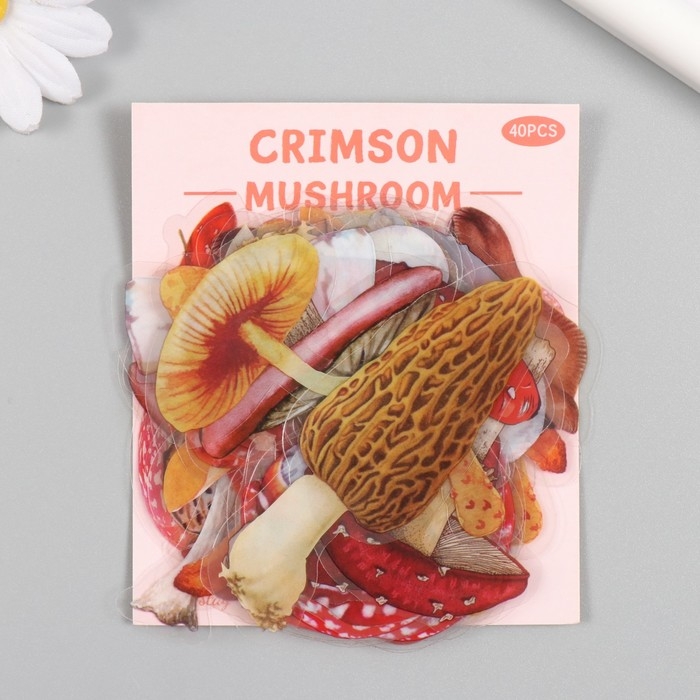 Наклейки для творчества пластик PVC "Грибные истории" набор 40 шт 9х10.5 см