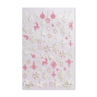 Новый год! Наклейки для ногтей «Снежики», объёмные, цвет белый/розовый Новый год! Наклейки для ногтей «Снежики», объёмные, цвет белый/розовый