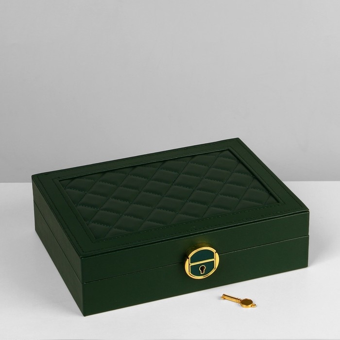 Подставка для украшений &laquo;Шкатулка&raquo; 1 ярус, 17&times;23&times;6,5 см, цвет зелёный