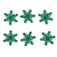 Новый год! Декор &laquo;Снежинки&raquo; на клеевой основе, набор 6 шт., цвет зелёный