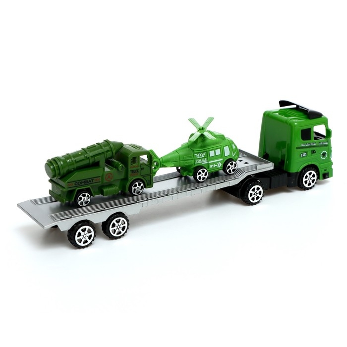 Грузовик инерционный «Военный автовоз», с техникой, 2 машины в комплекте Грузовик инерционный «Военный автовоз», с техникой, 2 машины в комплекте