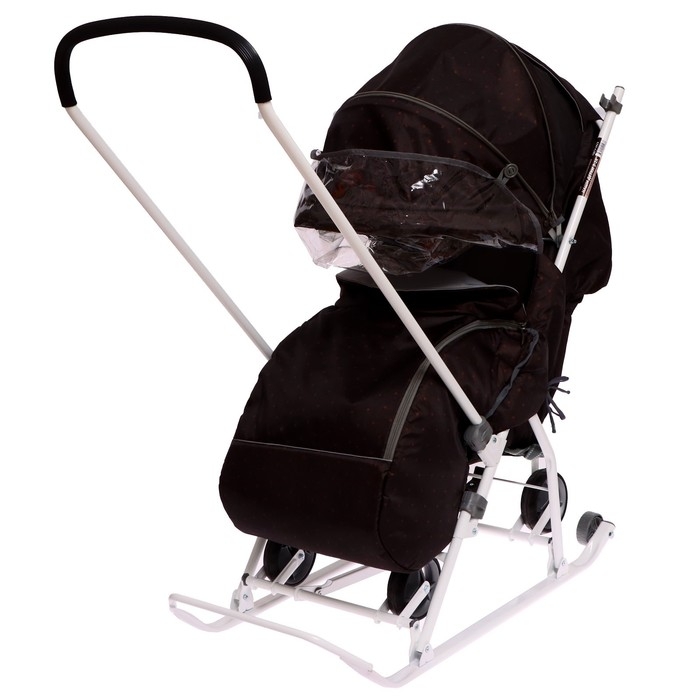 Санки-коляска &laquo;Наши детки 3-1К&raquo;, принт: в горошек шоколадный