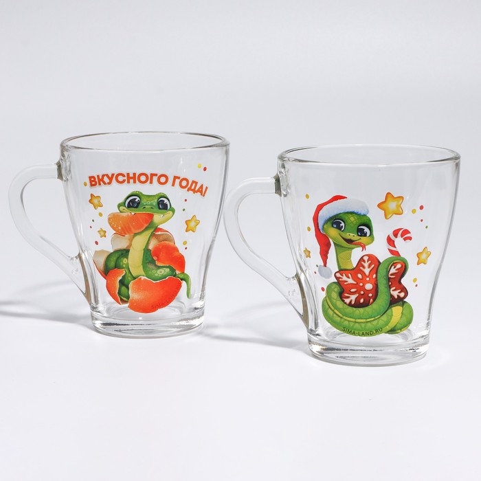 Набор стеклянных кружек "Змея", 2 шт